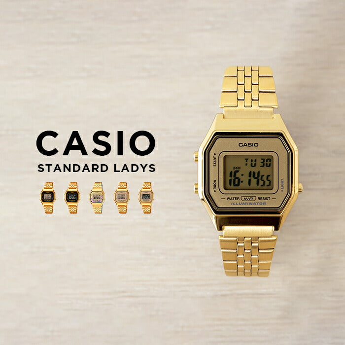 【10年保証】【日本未発売】CASIOSTANDARDカシオスタンダード腕時計時計ブランドレディースキッズ子供女の子チープカシオチプカシデジタル日付カレンダーゴールド金ブラック黒花柄海外モデルギフトプレゼント