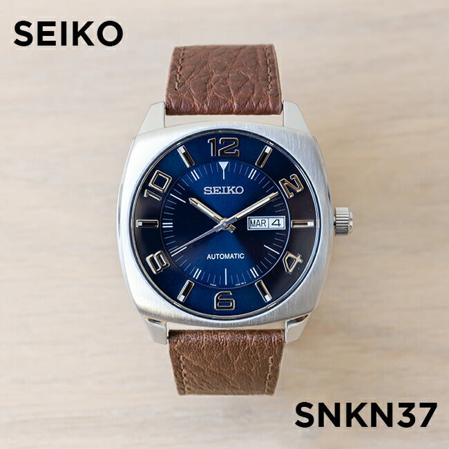 【10年保証】【日本未発売】SEIKOESSENTAILSセイコーエッセンシャルズSNKN37腕時計時計ブランドメンズ逆輸入アナログシルバーネイビーレザー革ベルト海外モデルギフトプレゼント