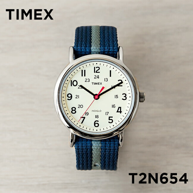 TIMEXタイメックスウィークエンダー38MMメンズT2N654腕時計レディースアナログネイビーアイボリーナイロンベルト