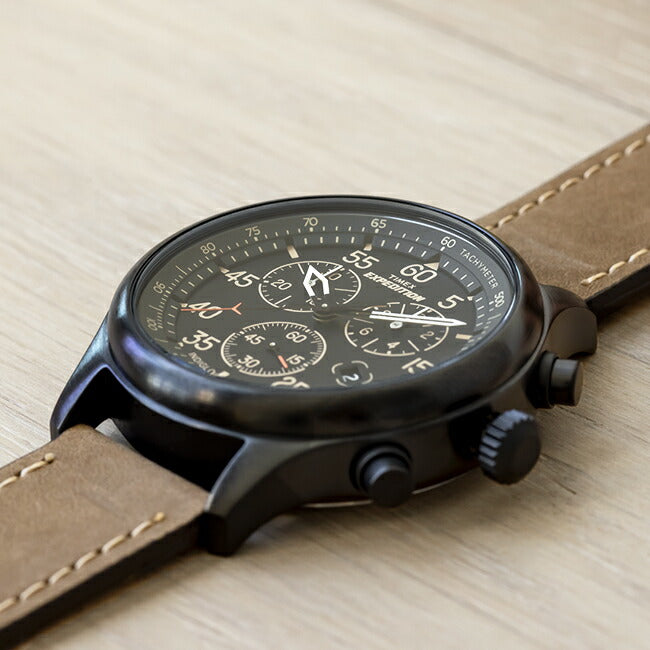 TIMEXEXPEDITIONタイメックスエクスペディションフィールドクロノグラフ43MMT49905腕時計時計ブランドメンズミリタリーアナログブラック黒ブラウン茶レザー革ベルトギフトプレゼント