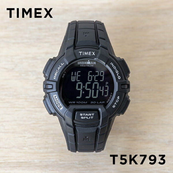 TIMEXタイメックスアイアンマン30ラップラギッドメンズT5K793腕時計レディースランニングウォッチデジタルブラック黒オールブラック