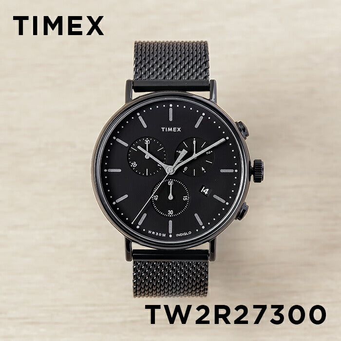 TIMEXタイメックスフェアフィールドクロノグラフ41MMTW2R27300腕時計メンズアナログブラック黒オールブラックメッシュ