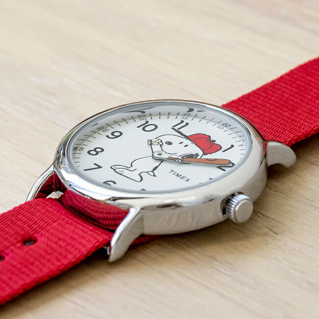 【日本未発売】TIMEXWEEKENDERタイメックスウィークエンダーピーナッツスヌーピー38MMメンズTW2R41400腕時計時計ブランドレディースミリタリーアナログホワイト白レッド赤ナイロンベルト海外モデルギフトプレゼント