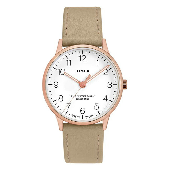 【日本未発売】TIMEXタイメックスザウォーターベリークラシック36MMレディースTW2T27000腕時計ミリタリーアナログホワイト白ベージュレザー革ベルト海外モデル
