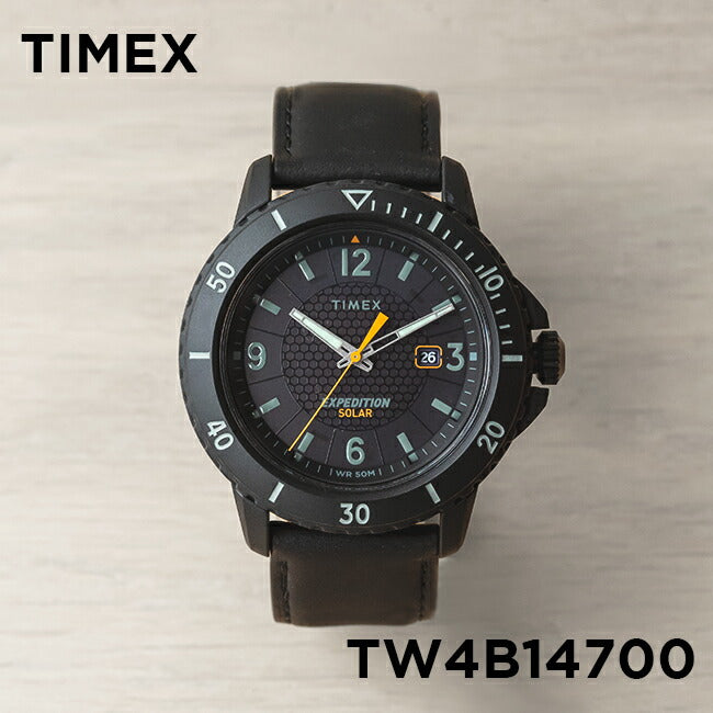 TIMEXタイメックスエクスペディションガラティンソーラー44MMTW4B14700腕時計時計ブランドメンズミリタリーダイバー風アナログブラック黒レザー革ベルトギフトプレゼント