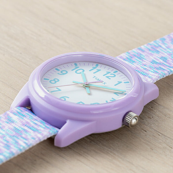 【日本未発売】TIMEXKIDSタイメックスキッズアナログ32MMTW7C12200腕時計時計ブランド子供男の子女の子アナログパープル紫ホワイト白ナイロンベルト海外モデルギフトプレゼント