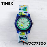 【日本未発売】TIMEXKIDSタイメックスキッズアナログ29MMTW7C77300腕時計時計ブランド子供男の子女の子ブルー青グリーン緑恐竜ナイロンベルト海外モデルギフトプレゼント
